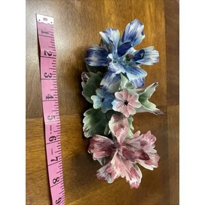 VTG Italian Capodimonte Porcelain Floral Candle Stick Holder Centerpiece Italy